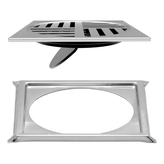 Ralo Inox 10cm Automatico Lorenzetti + Porta Grelha Inox Foto 1