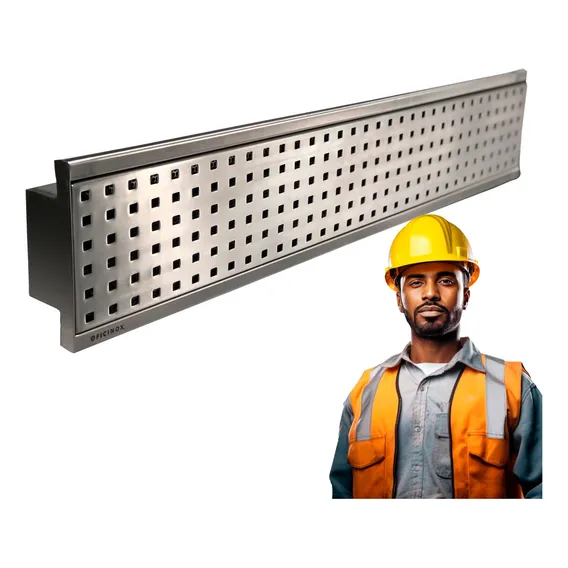 Ralo Inox Grelha Linear 100x15 C/ Cesto Coletor Sifonado Foto 1