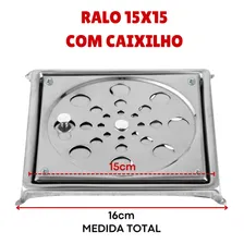 Ralo Inox Quadrado Ralo Grande 15x15 Ralo Banheiro Cozinha Area Externa Ralo Com Grelha Inox Ralo Com Caixilho Foto mini 3