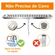 Ralo Linear Embralumi Grelha Aço Inox Banheiro 30x10cm Foto mini 2
