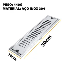 Ralo Linear Embralumi Grelha Aço Inox Banheiro 30x10cm Foto mini 3