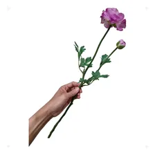 Ranúnculo Rosa Com 1 Flor E 1 Botão Artificial Premium 62cm Foto mini  2