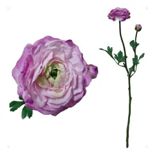 Ranúnculo Rosa Com 1 Flor E 1 Botão Artificial Premium 62cm Foto  mini 1