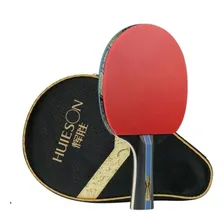 Raquete de ping pong Clássica Huieson 4 Estrelas preta/vermelha FL Côncavo Capa de Raquete 3 Bolas 3 Estrelas Foto mini  2