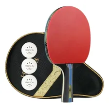 Raquete de ping pong Clássica Huieson 4 Estrelas preta/vermelha FL Côncavo Capa de Raquete 3 Bolas 3 Estrelas Foto  mini 1