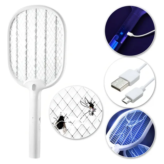 Raquete Elétricas Mata Insetos Moscas Mosquitos Recarregável Cor Raquete Elétrica Mata Mosquitos Insetos Pernilongo Recarregável Foto 1