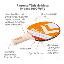 Raquete Tenis De Mesa Impact 1000 Vt602 Vollo Cor Vermelha Foto mini 3