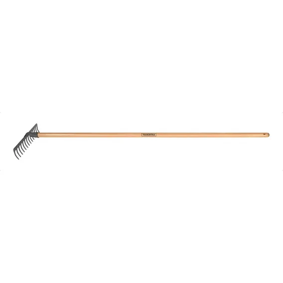 Rastelo Ancinho Metalico Curvo Pesado 14 Dentes Cabo Madeira Cor Preto Foto 1
