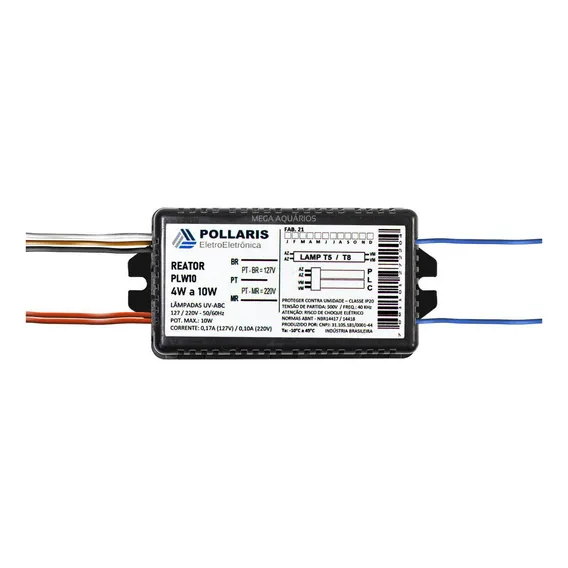 Reator 10w Lâmpada Branca Luz Do Dia Fluorescente T8 Pollari Foto 1