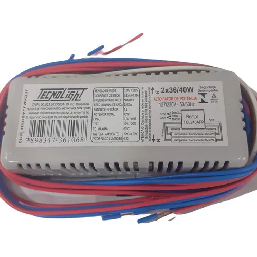 Reator Bivolt Eletrônico Para Lâmpada Fluorescente 2x36/40w 110v/220v Foto 1