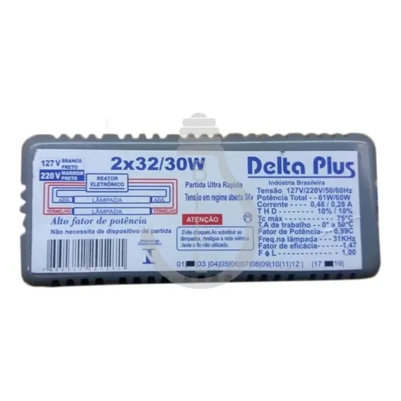 Reator Eletronico 2 X 30w 32w Delta Plus Para Fluorescente Foto 1