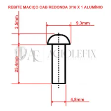 Rebite Maciço Cabeça Redonda 3/16 X 1 Alumínio 1 Kg Foto mini 3