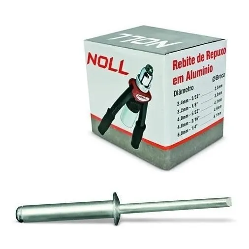 Rebite Pop Repuxo Aluminio 206 2000pçs 3/32 Ă2,4x6,0mm Noll Foto 1