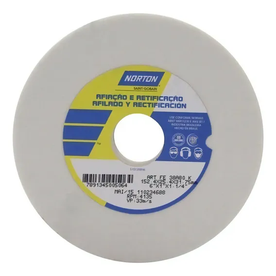 Rebolo Branco 6 X 1 X 1.1/4 Gr80 - Norton Foto 1