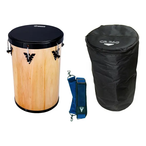 Rebolo De Madeira 50x12'' Com Pele Em Napa Preta Samba Music Foto 1