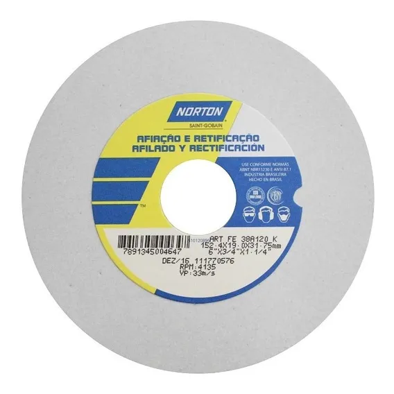 Rebolo Ferramentaria 6 X 3/4 X 1.1/4 Gr 120 Norton Cor Branco Foto 1