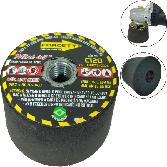 Rebolo Para Esmerilhadeira Em Corte De Porcelanato Marmore Grão 120 Foto 1