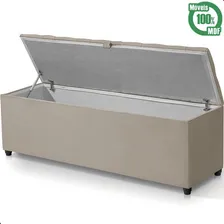 Recamier Calçadeira Baú Estofado Solteiro Berlim 0,80cm Bege Foto mini  3