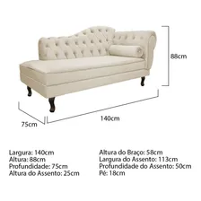 Recamier Div茫 Juliana 140 Cm Bege Consult贸rio Psicologia Foto mini 3