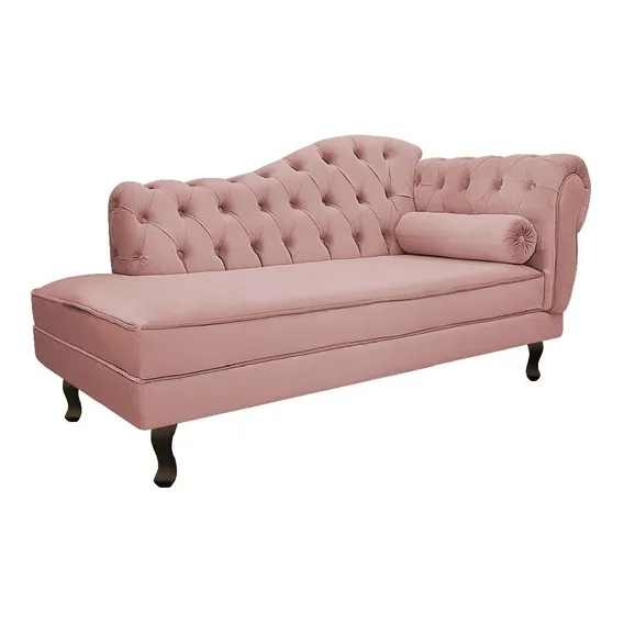 Recamier Divã Namoradeira Sofá Juliana 140 Cm Sued Rose Psic Desenho do tecido Suede Foto 1