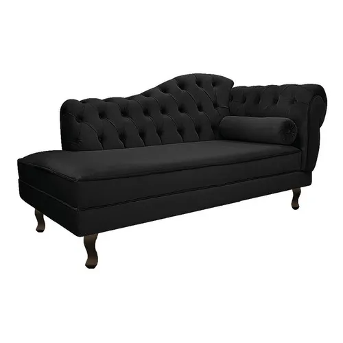 Recamier Divã Poltrona Juliana 140 Cm Sofá Namoradeira Preto Foto 1
