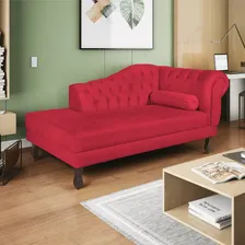 Recamier Divã Poltrona Juliana 185cm Capitonê Vermelho Suede Foto mini 2