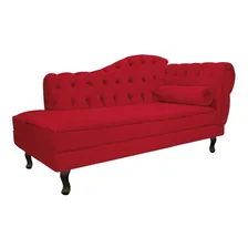 Recamier Divã Poltrona Juliana 185cm Capitonê Vermelho Suede Foto mini 1