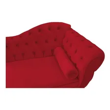 Recamier Divã Poltrona Juliana 185cm Capitonê Vermelho Suede Foto mini 4