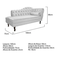 Recamier Divã Sofá Juliana 160 Cm Branco Luxo Sala Foto mini  3