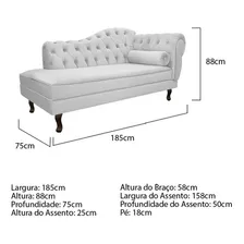 Recamier Divã Sofá Juliana 185 Cm Branco Luxo Sala Desenho Do Tecido Suede Foto mini 4
