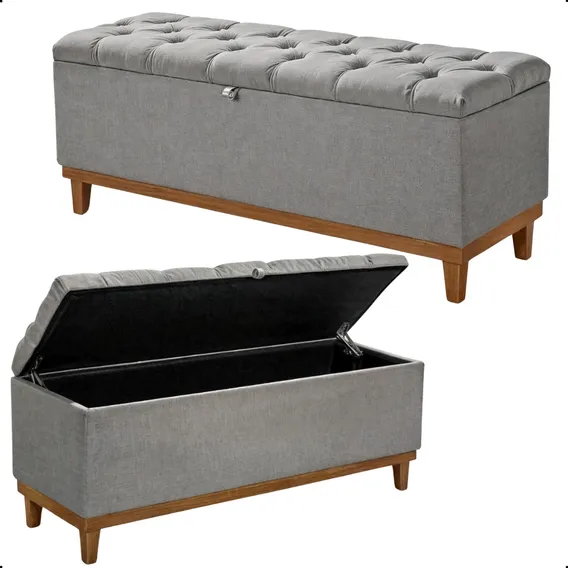 Recamier puff baú Paris 80cm cinza Oneshop Foto 1