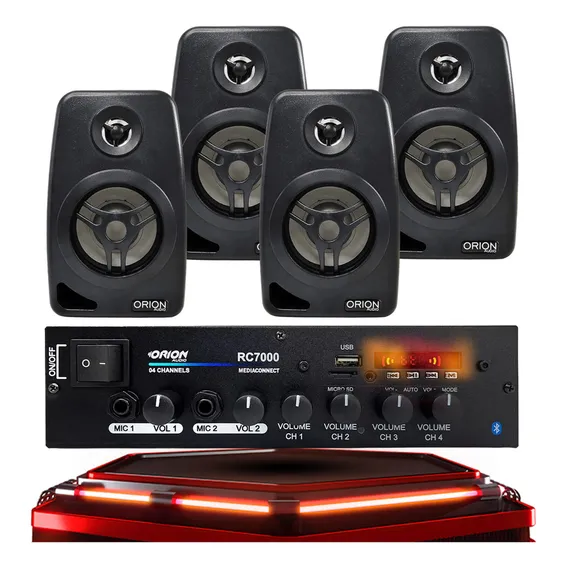 Receiver Amplificador Som Ambiente 220w Fm Usb Sd 4 Caixas Foto 1