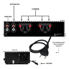 Receiver Amplificador Som Ambiente 4 Canais Bluetooth Rc7000 Foto mini 3