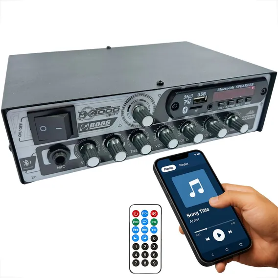 Receiver Bluetooth Boog Mx4000 Usb Rádio Aux Mic Sd 4 Canais Foto 1