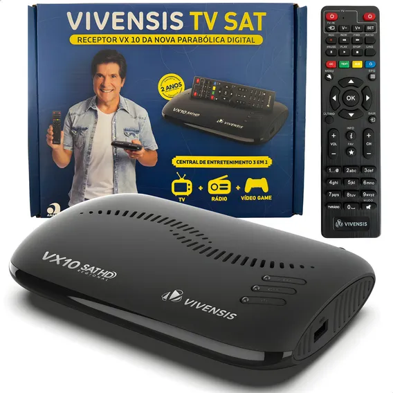 Receptor Vivensis VX10 Nova Parabolica TV Sem Mensalidade antena OI SKY Claro Vivo Cor Preto Foto 1
