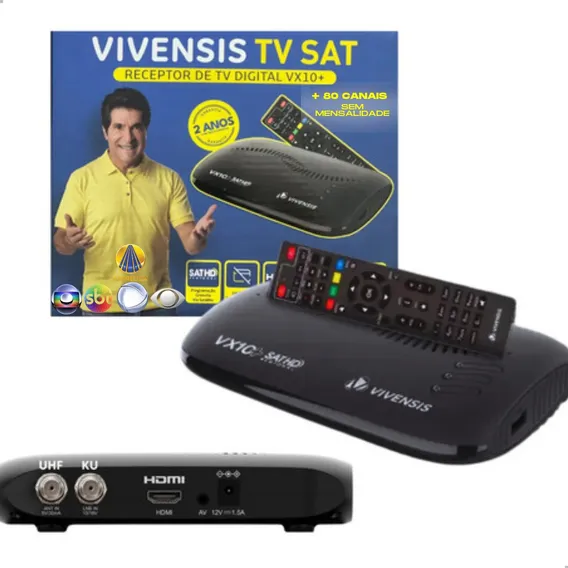 Receptor Vivensis Vx10+ Plus Parabólica Ku + Uhf Digital Cor Preto Bivolt Foto 1