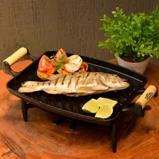 Réchaud 2 Mil Grill 33 X 25 Cm Alça Madeira Panela Mineira Foto mini 2