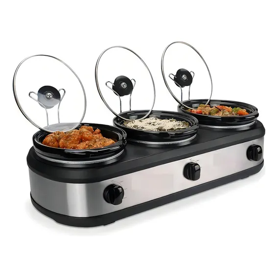 Rechaud Elétrico Triplo Buffet Slow Cooker 220v Foto 1