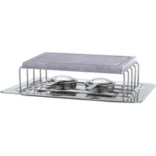 Rechaud Fondue Pedra Sabão Pizza Carne Legumes Inox Duplo Foto  mini 1