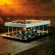 Rechaud Fondue Pedra Sabão Pizza Carne Legumes Inox Duplo Foto mini 2