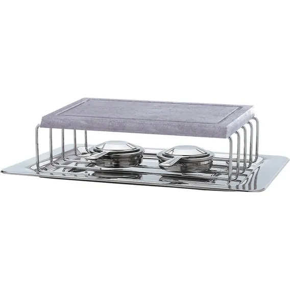Rechaud Fondue Pedra Sabão Pizza Carne Legumes Inox Duplo Foto 1