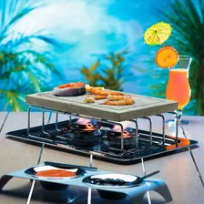 Rechaud Fondue Pedra Sabão Pizza Carne Legumes Inox Duplo Foto mini 3
