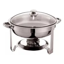 Rechaud Inox 5 Litros Redondo Tampa De Vidro Banho-maria Foto  mini 1