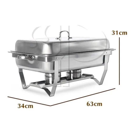 Rechaud Inox 9 L 2 Cubas Gn 1/2x65mm Tampa Removivel Kit 2pç Foto 1