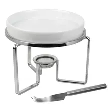 Rechaud Para Queijo Brie Com Faca Aço Inox E Cerâmica 15cm Foto mini 1