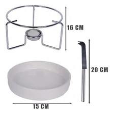 Rechaud Para Queijo Brie Com Faca Com Queimador Presente Foto mini 1