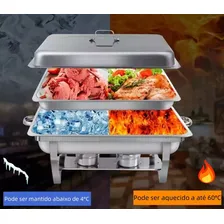 Rechaud Retangular 3 Cubas 11 Litros Inox Tampa RemovĂvel Foto mini 4