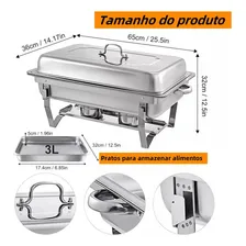 Rechaud Retangular 3 Cubas 11 Litros Inox Tampa RemovĂvel Foto mini 2