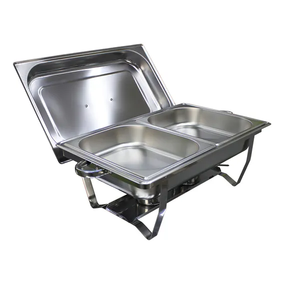 Rechaud Retangular 9 Litros 2 Cubas Inox Tampa Removível Ekenox Foto 1