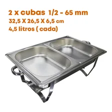 Rechaud Retangular 9 Litros 2 Cubas Inox Tampa Removível Ekenox Foto mini  3